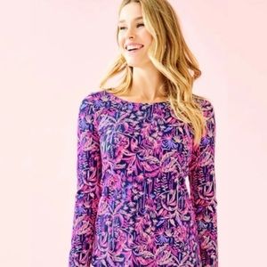 Lilly Pulitzer Tristan Top In Navy-Pink